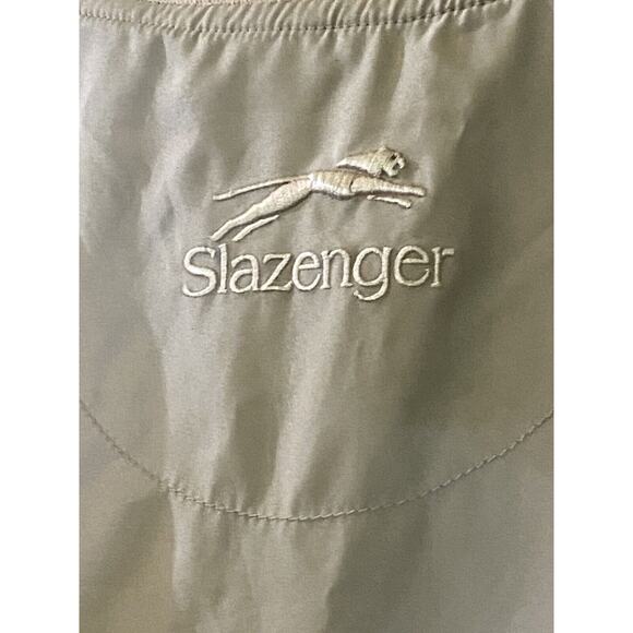 VTG Slazenger Mens M Vest Polyester Blend V Neck Tan Golf Shirt Lined Pockets - Picture 5 of 9